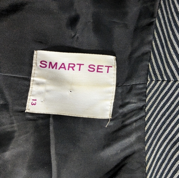 SMART SET Black & Grey Striped Short Sleeve Jacket Size 13 - Picture 11 of 15